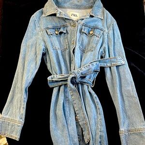 Zara Denim Long Sleeve Mini Dress